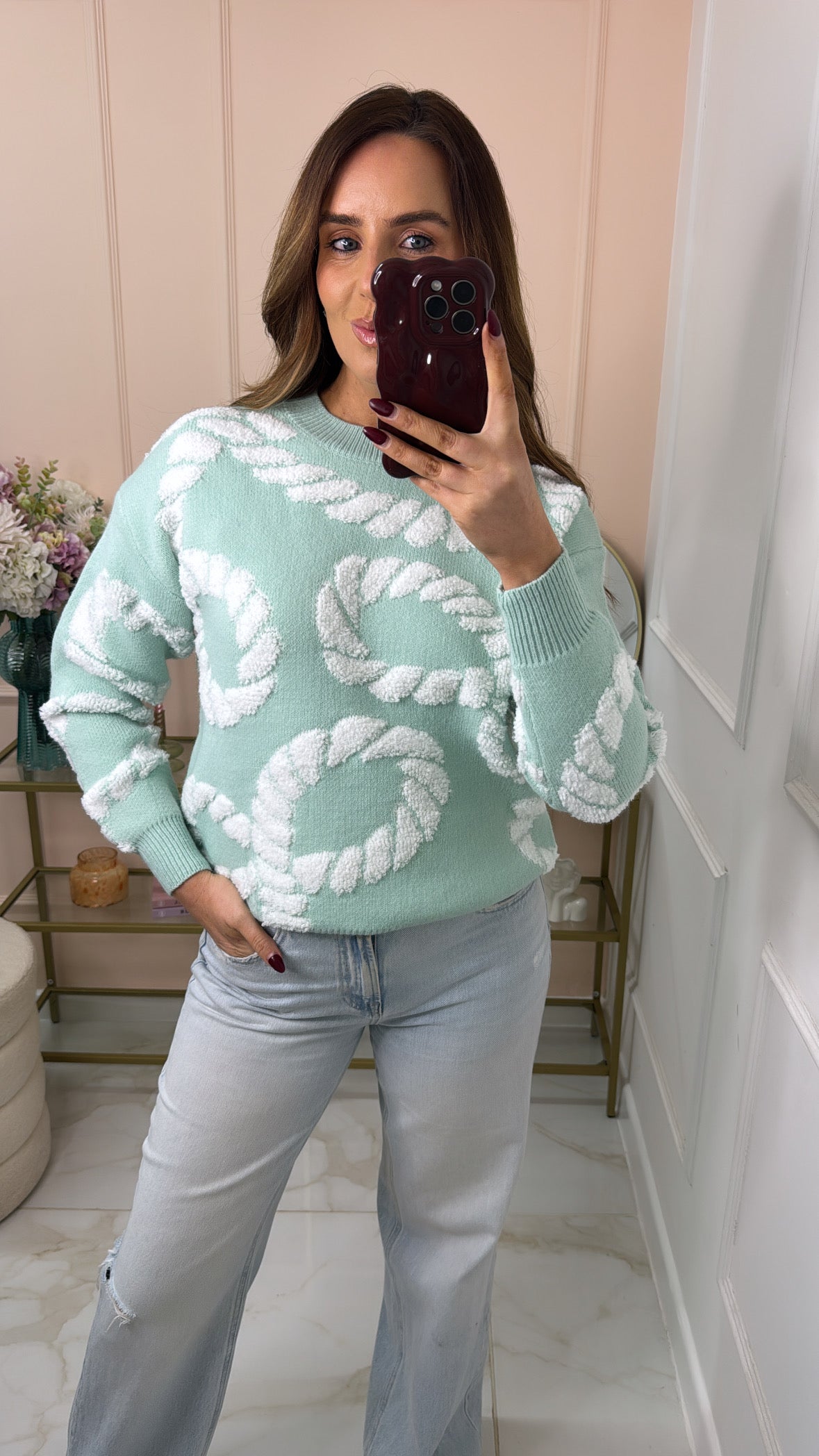 COCO mint rope chain soft knit jumper