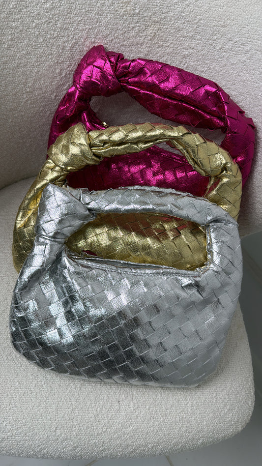 ALISHA silver quilted metallic grab bag