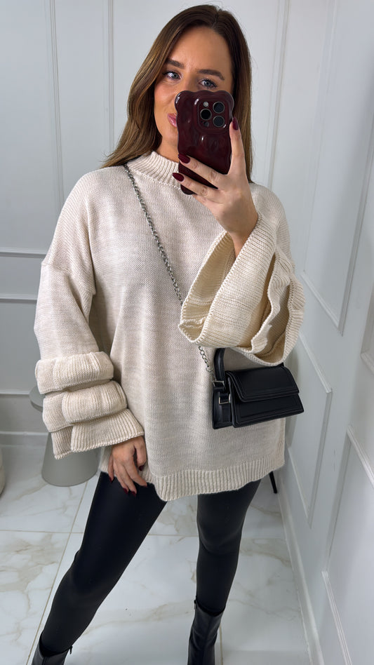 PHOEBE cream rara sleeve knitted jumper