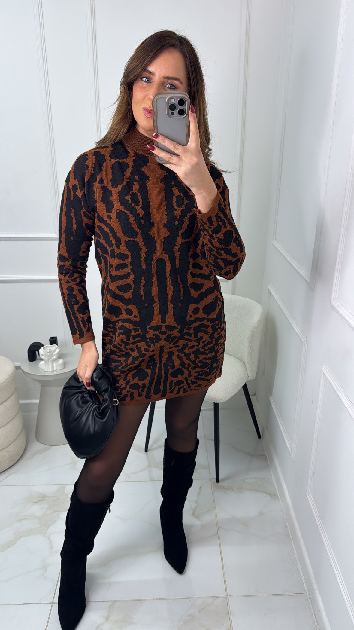 SOPHIA brown animal print jumper dress