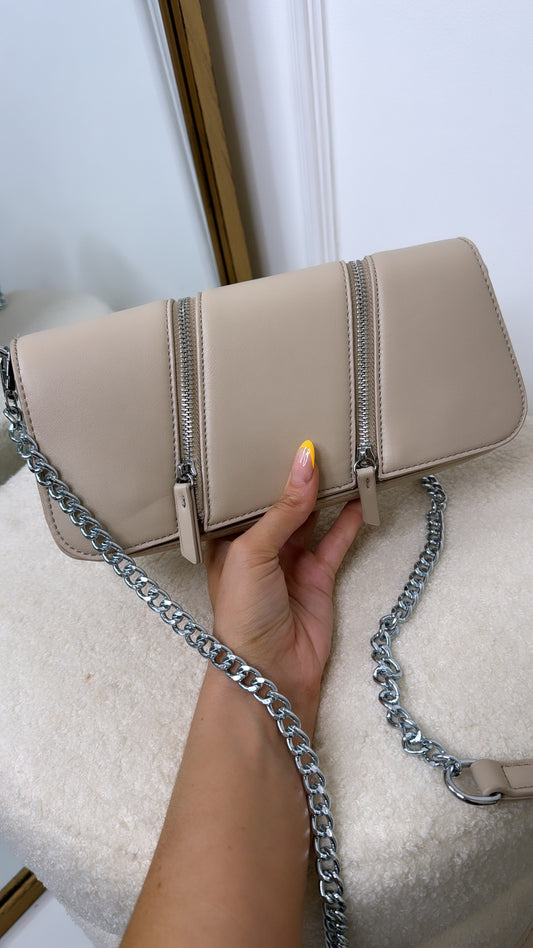 KIERA beige crossbody zip bag