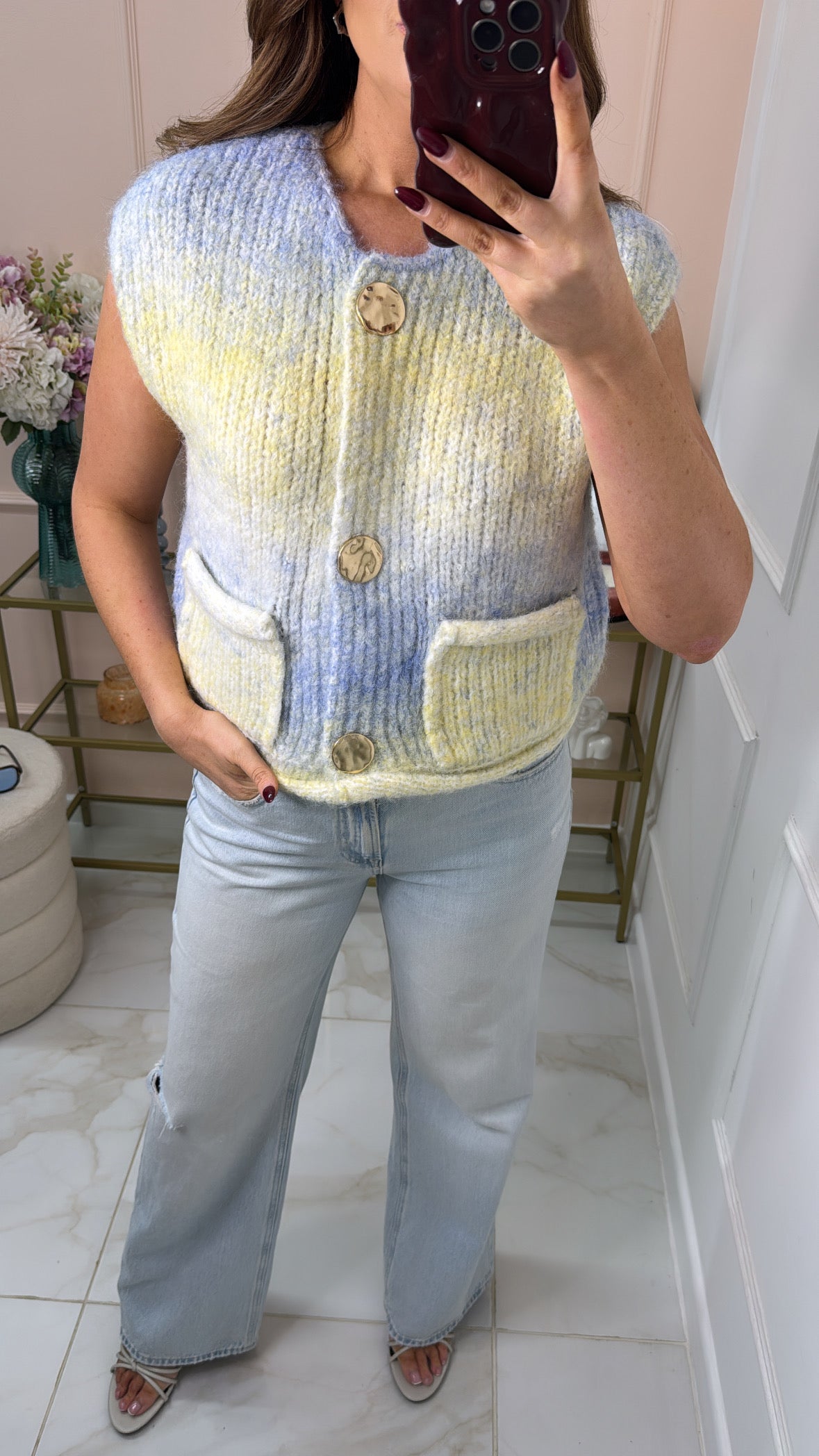 MELODY blue & yellow chunky knit tank