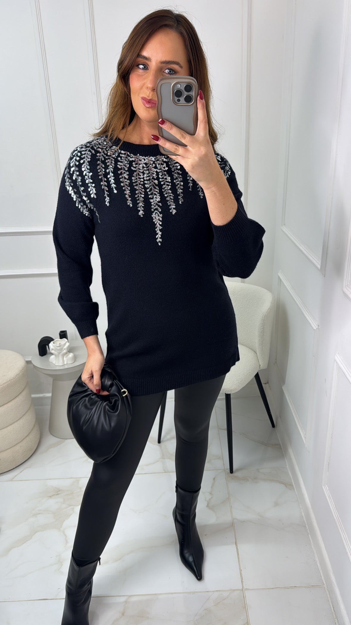 MIA black silver sequin detail jumper