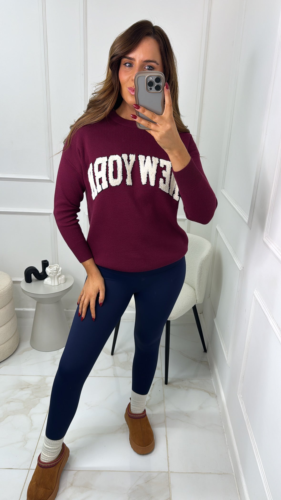 LOLA burgundy new york knitted jumper