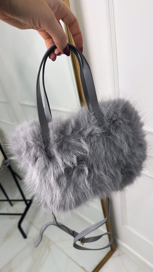 TASH grey faux fur grab bag