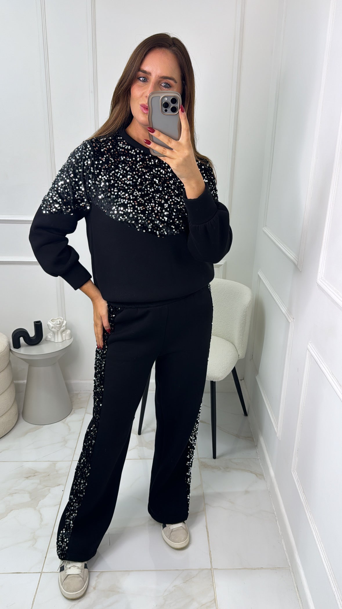 ROCHELLE black sequin tracksuit