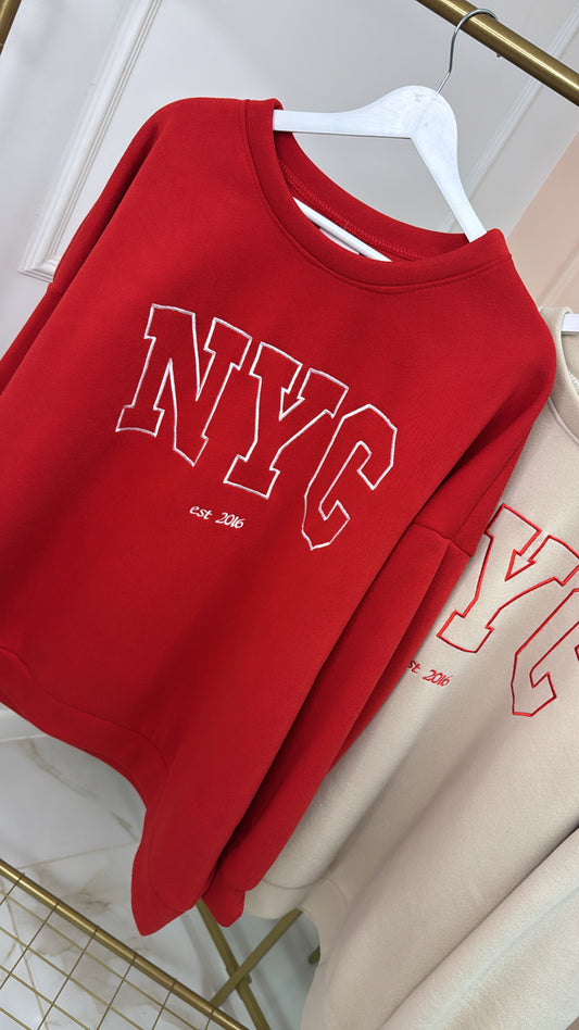 ALYSSA red NYC embroidered sweater