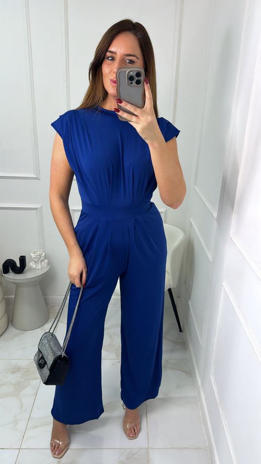 SAM cobalt blue shoulder pad jumpsuit