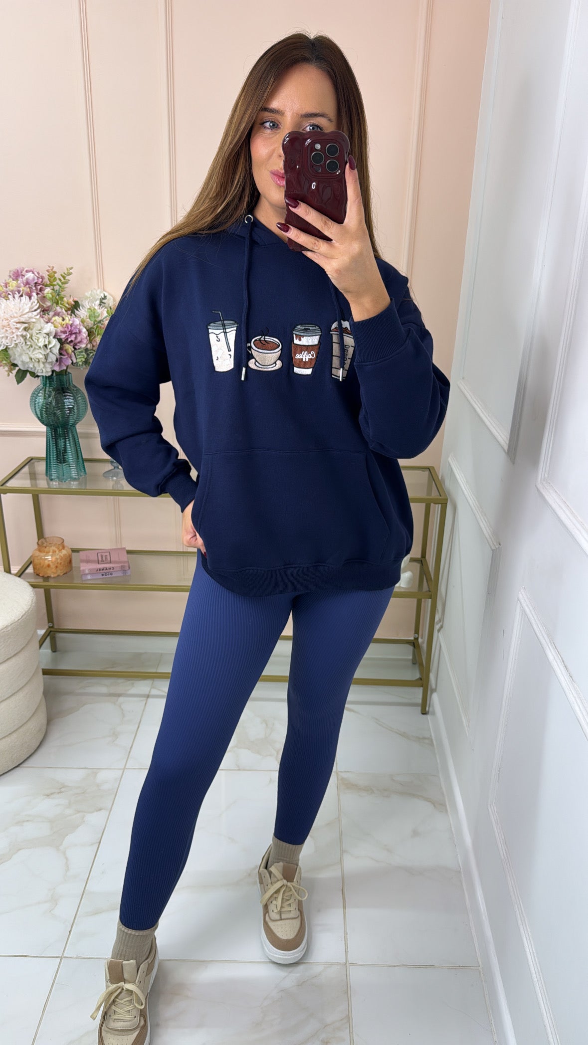 OLIVIA navy ribbed gym leggings