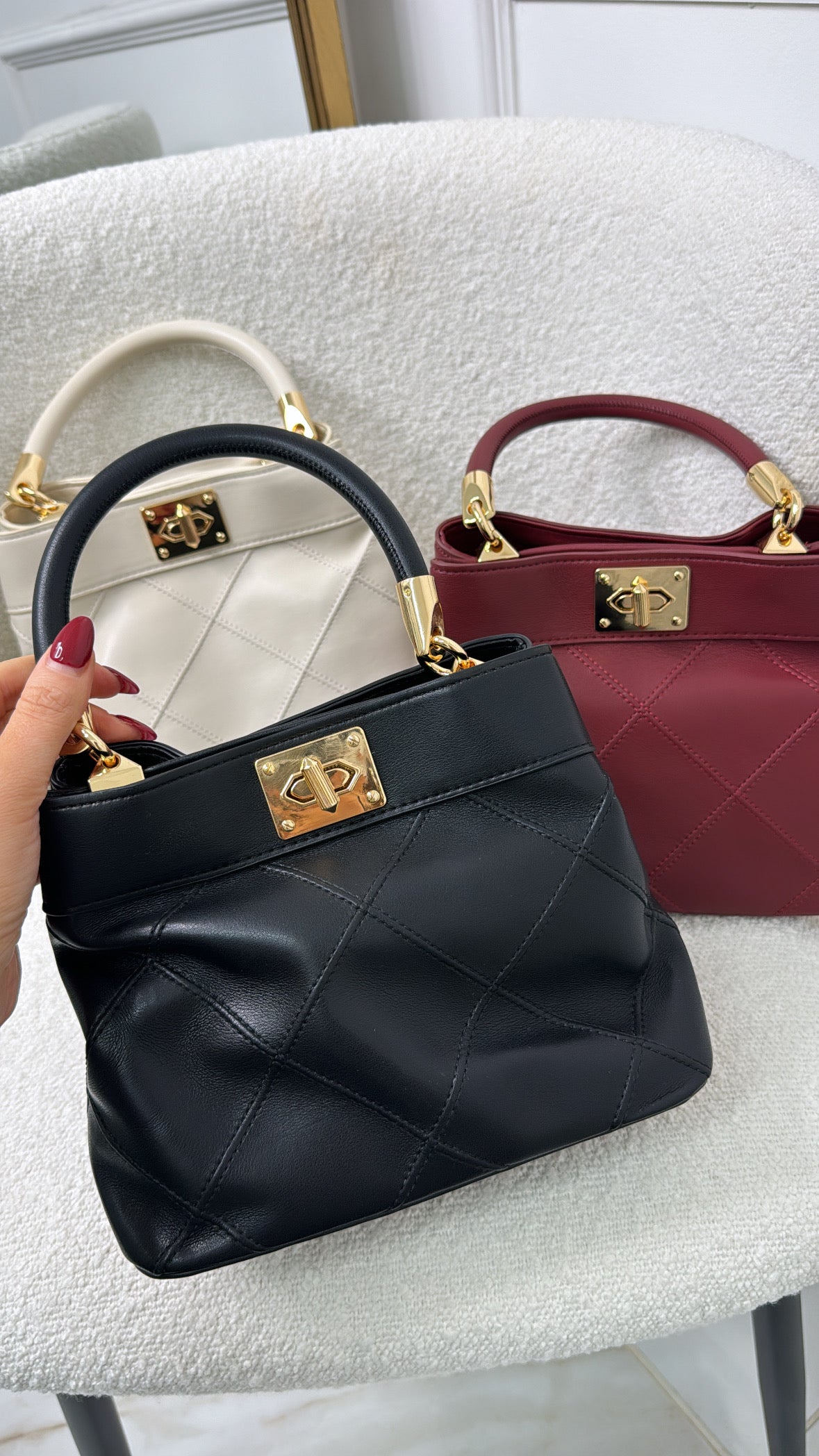 MAISIE black faux leather grab bag