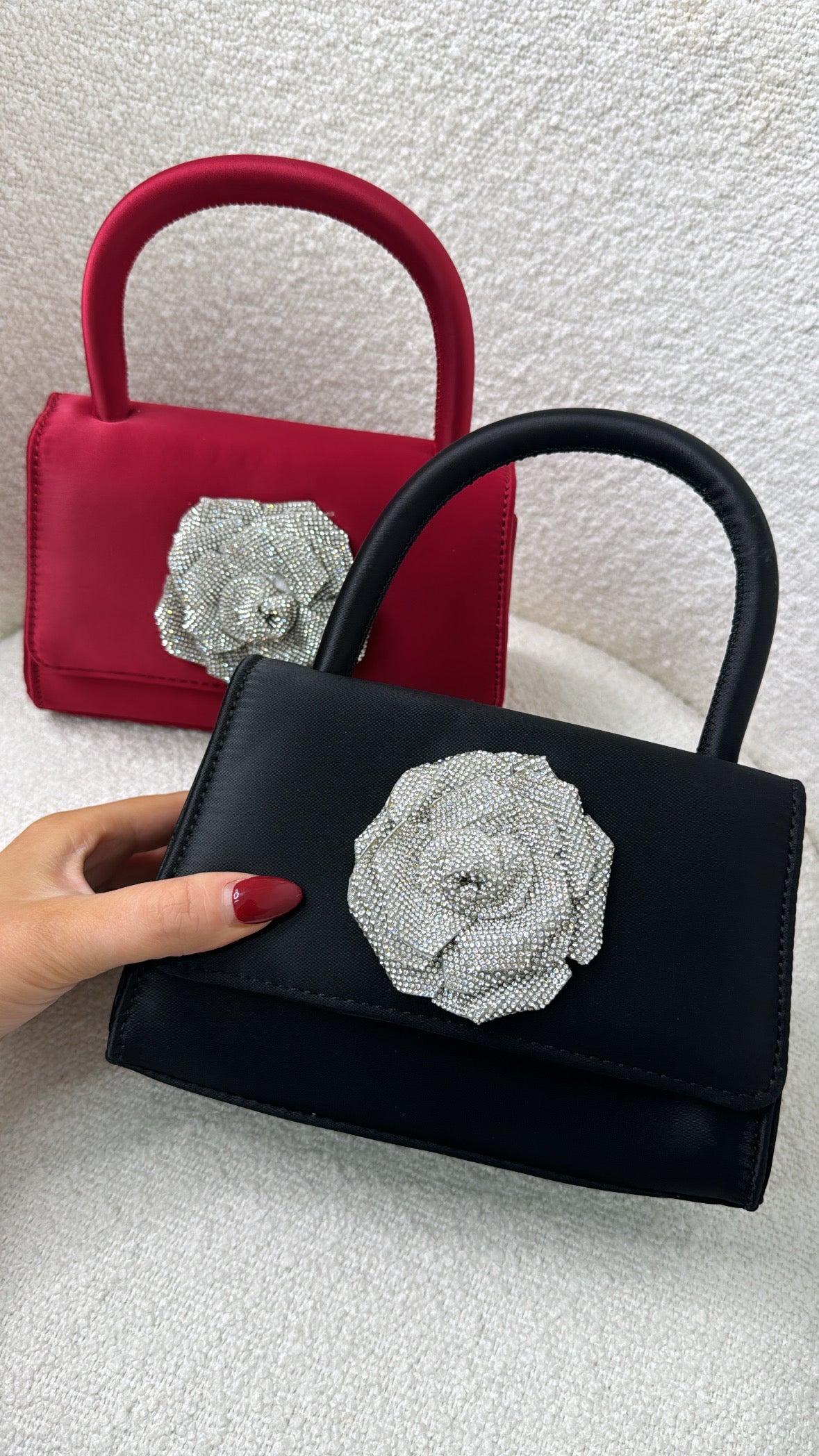 CHLOE black diamanté flower grab bag