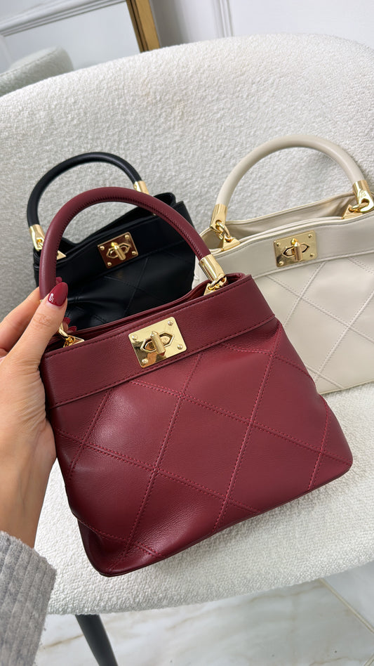 MAISIE burgundy faux leather grab bag