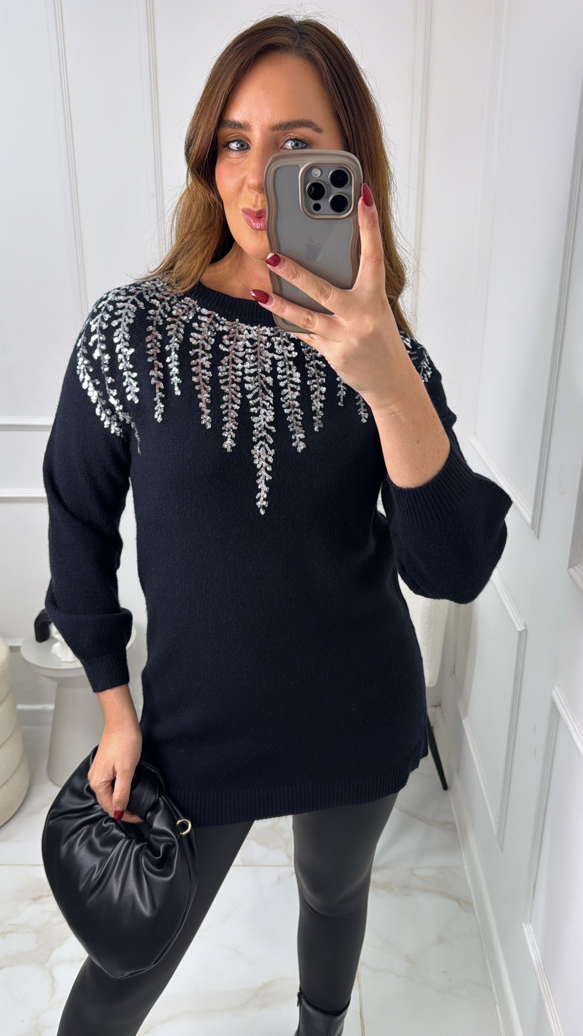 MIA black silver sequin detail jumper