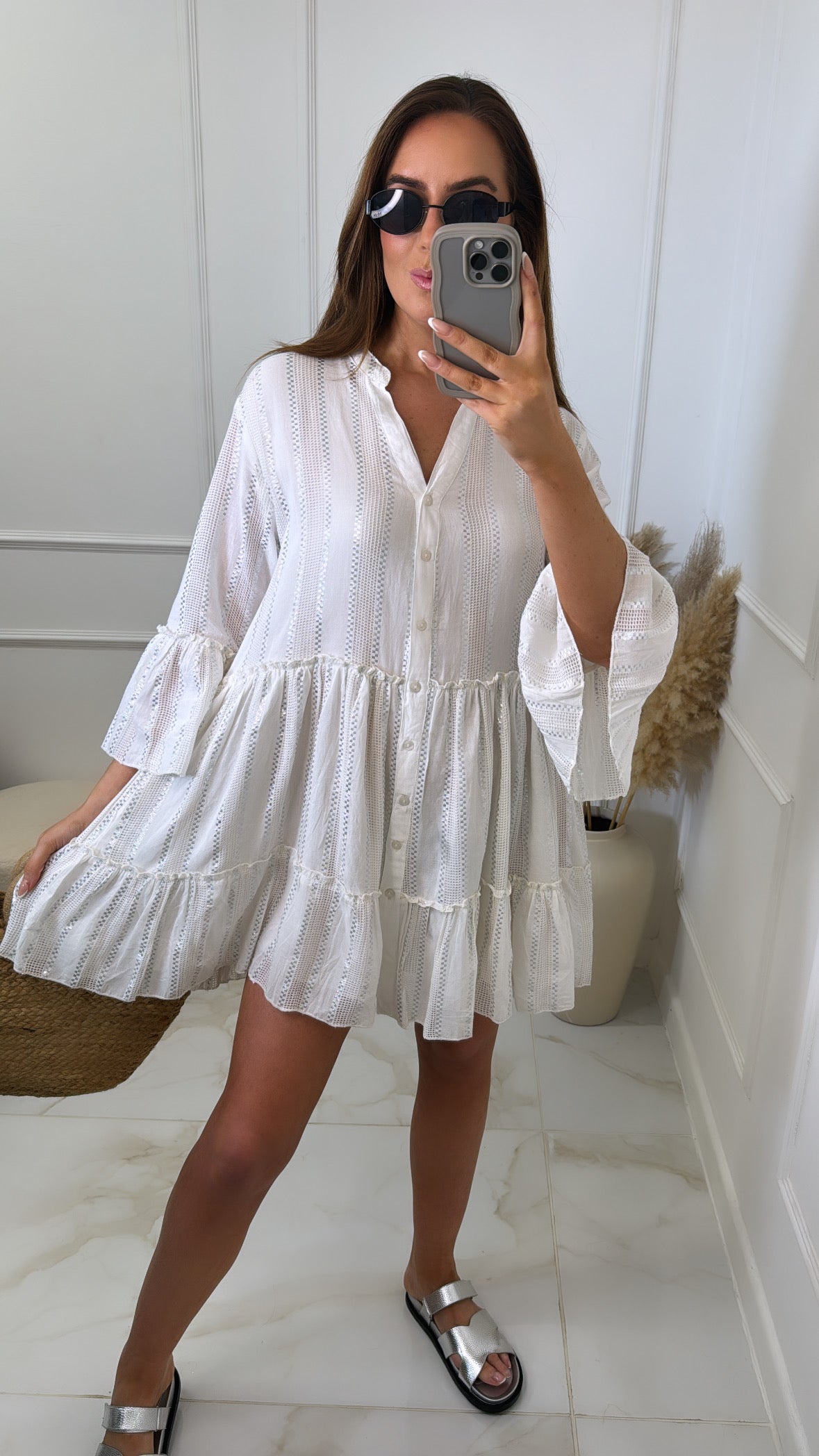 JAYDA cream tiered summer dress