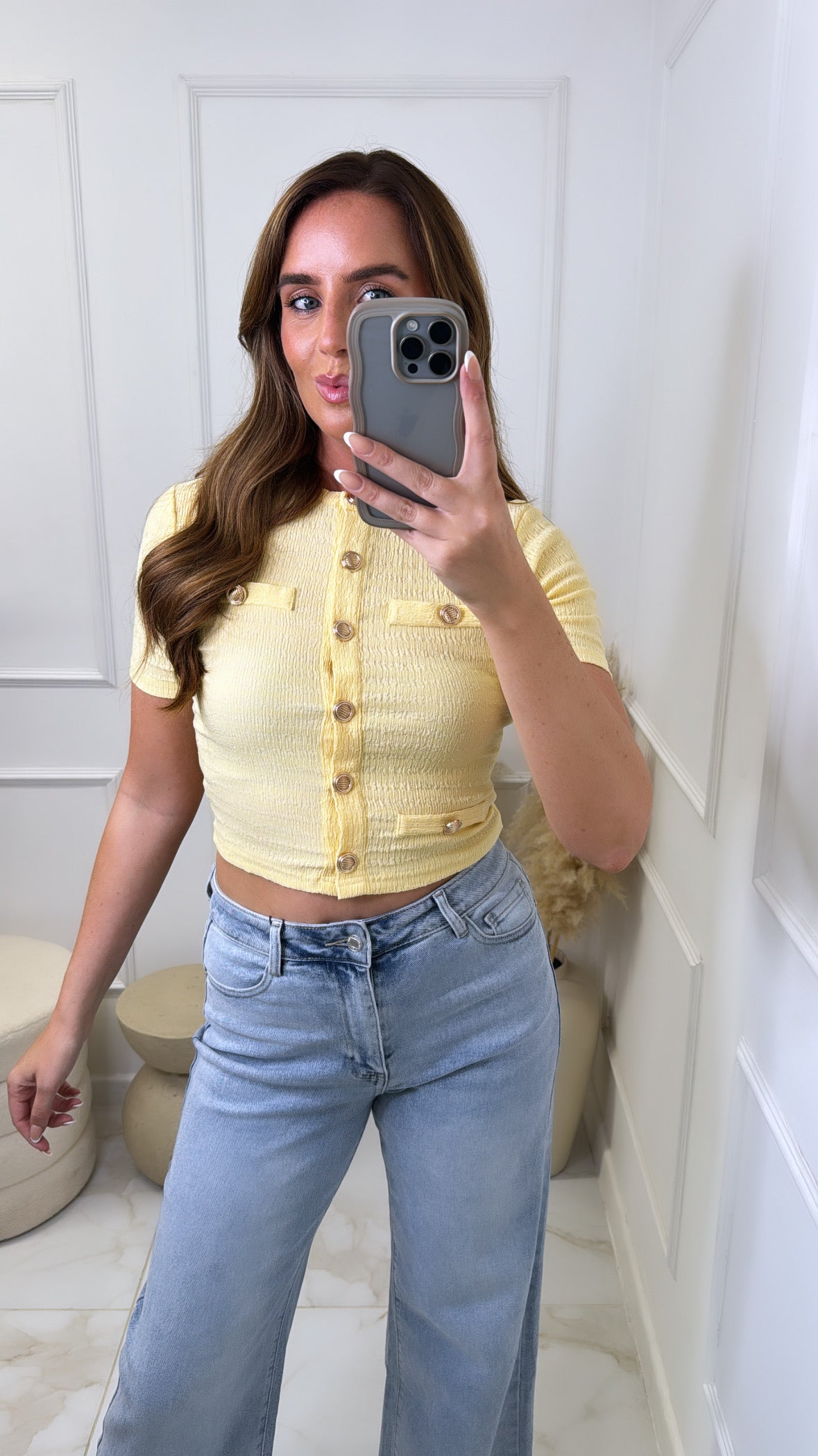 JAYDA lemon button front top