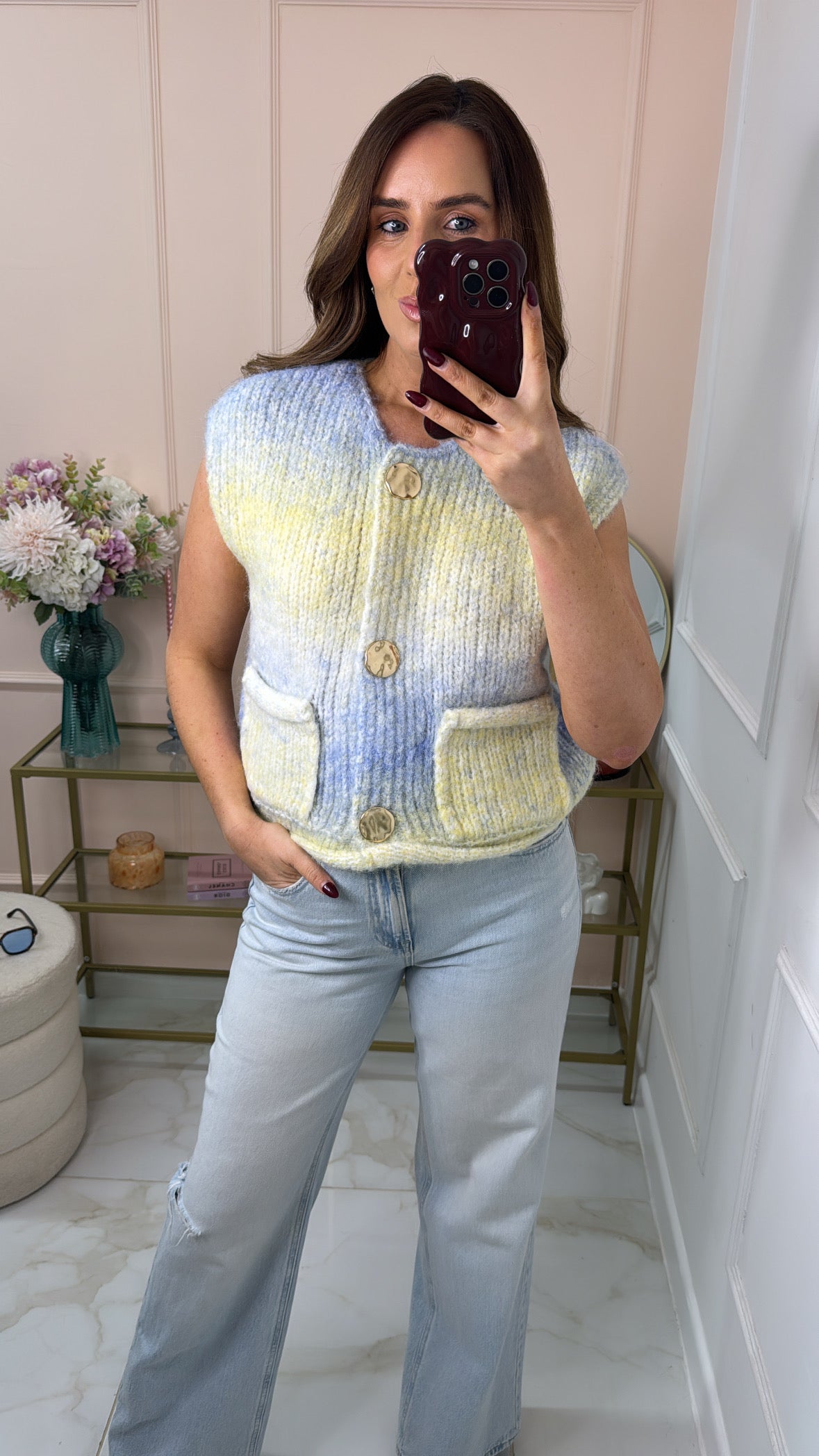 MELODY blue & yellow chunky knit tank