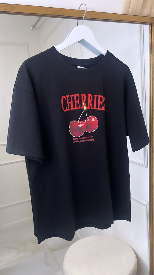 AMELIA black cherries slogan t-shirt