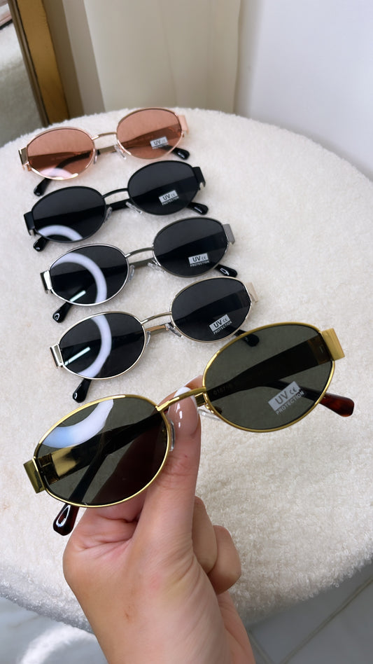 MADDIE gold oval metal frame sunglasses