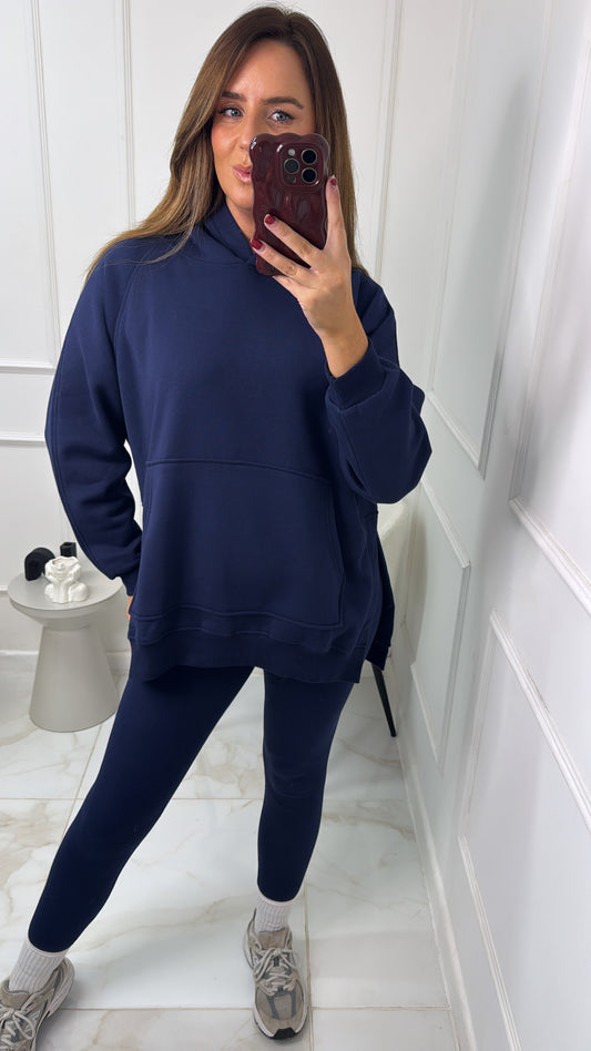 HALLIE navy hoodie & legging lounge set