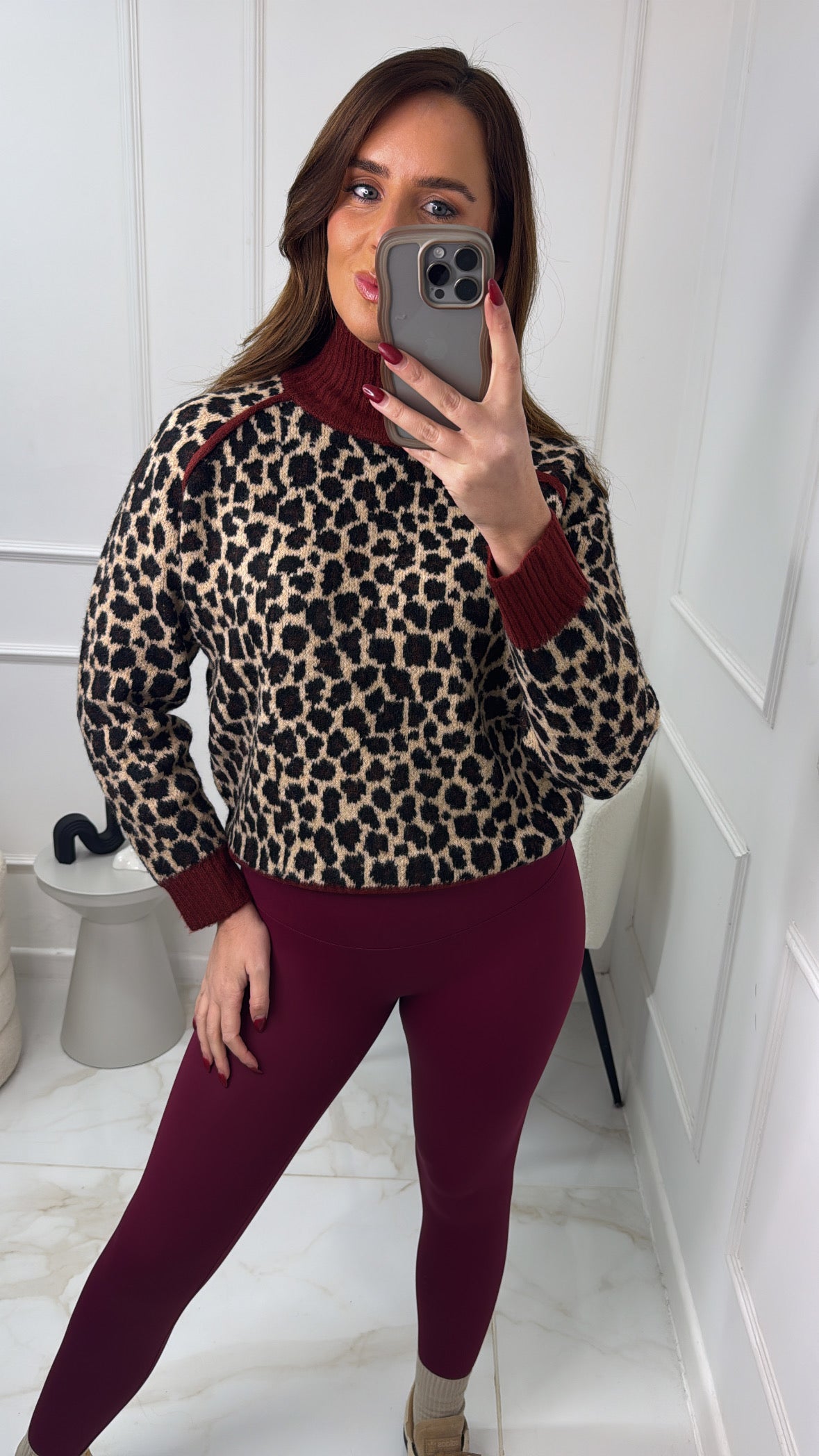 BONNIE burgundy leopard knit jumper