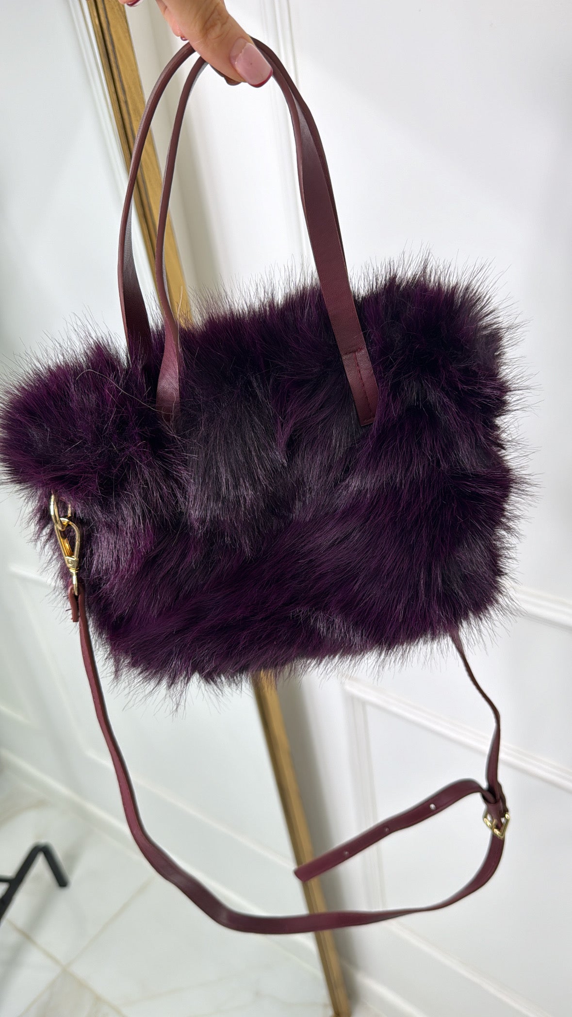 TASH plum faux fur grab bag