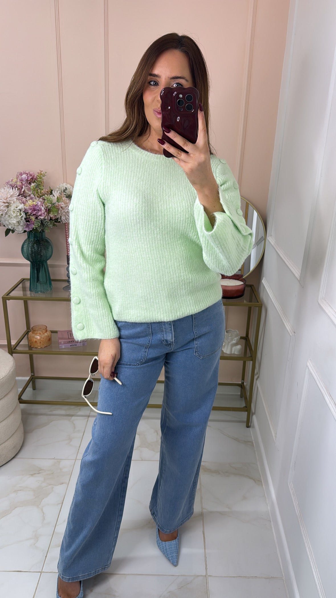 ALORA lime button super soft jumper