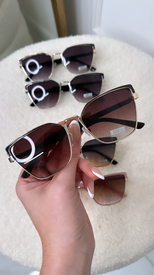 HATTIE brown gold frame cat eye sunglasses