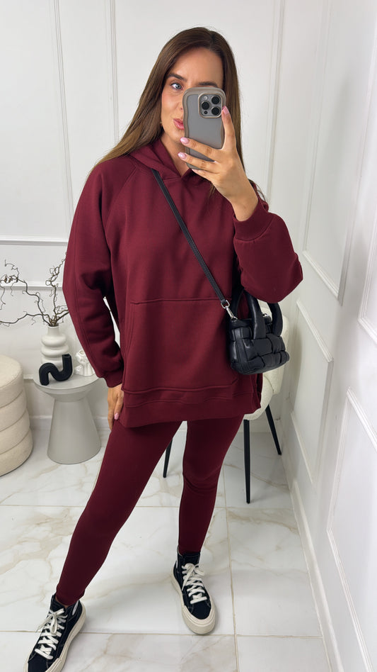 HALLIE burgundy hoodie & legging lounge set