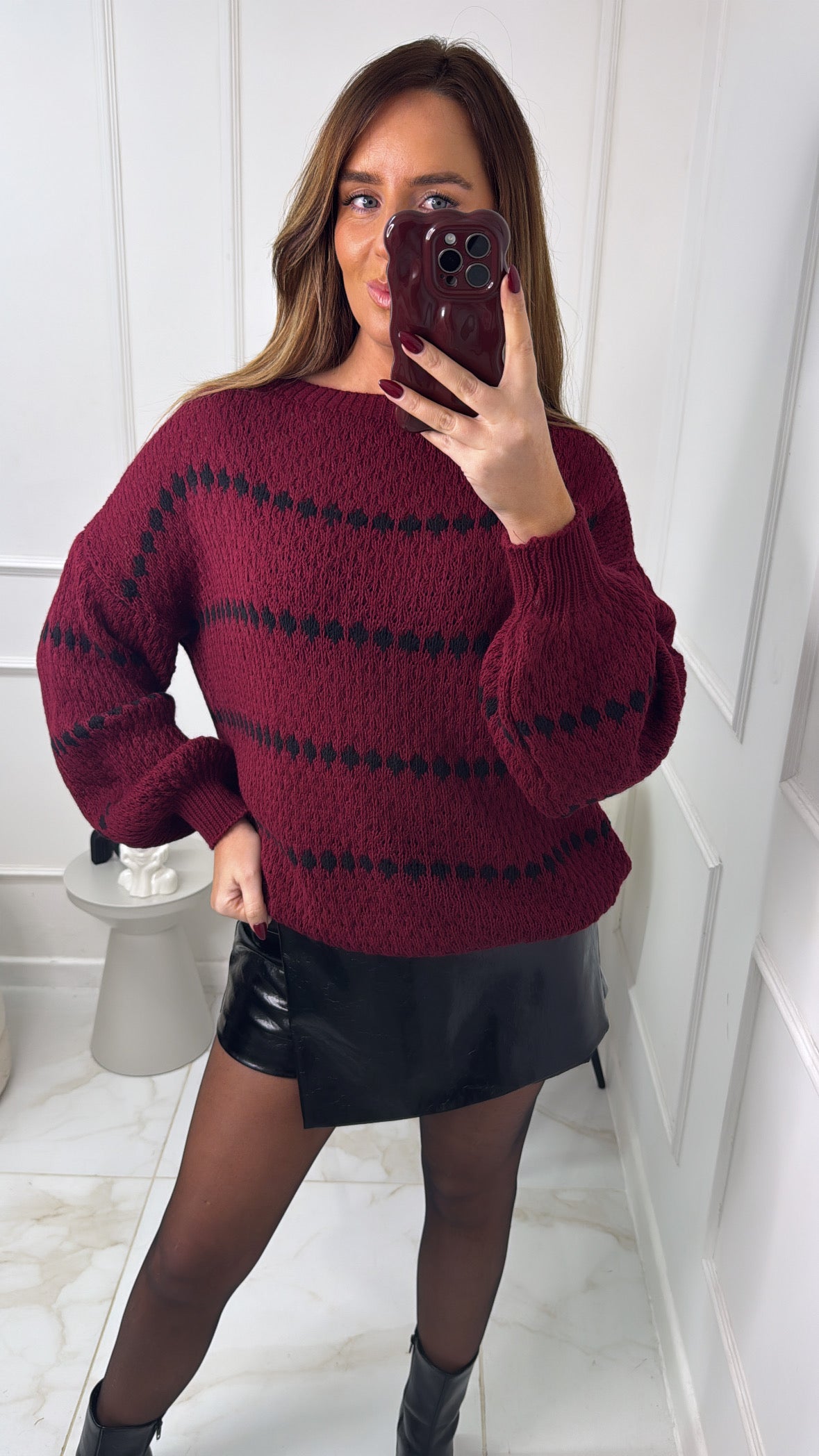 HATTIE burgundy chunky knit jumper