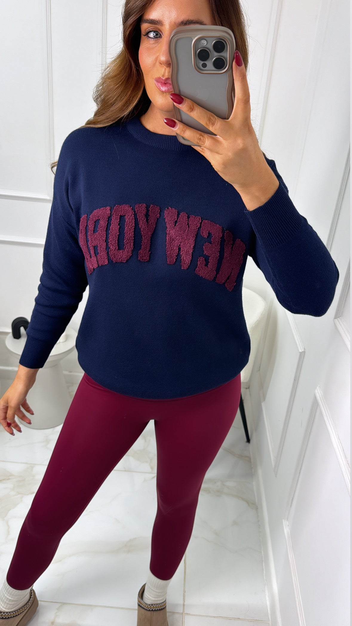 LOLA navy new york knitted jumper