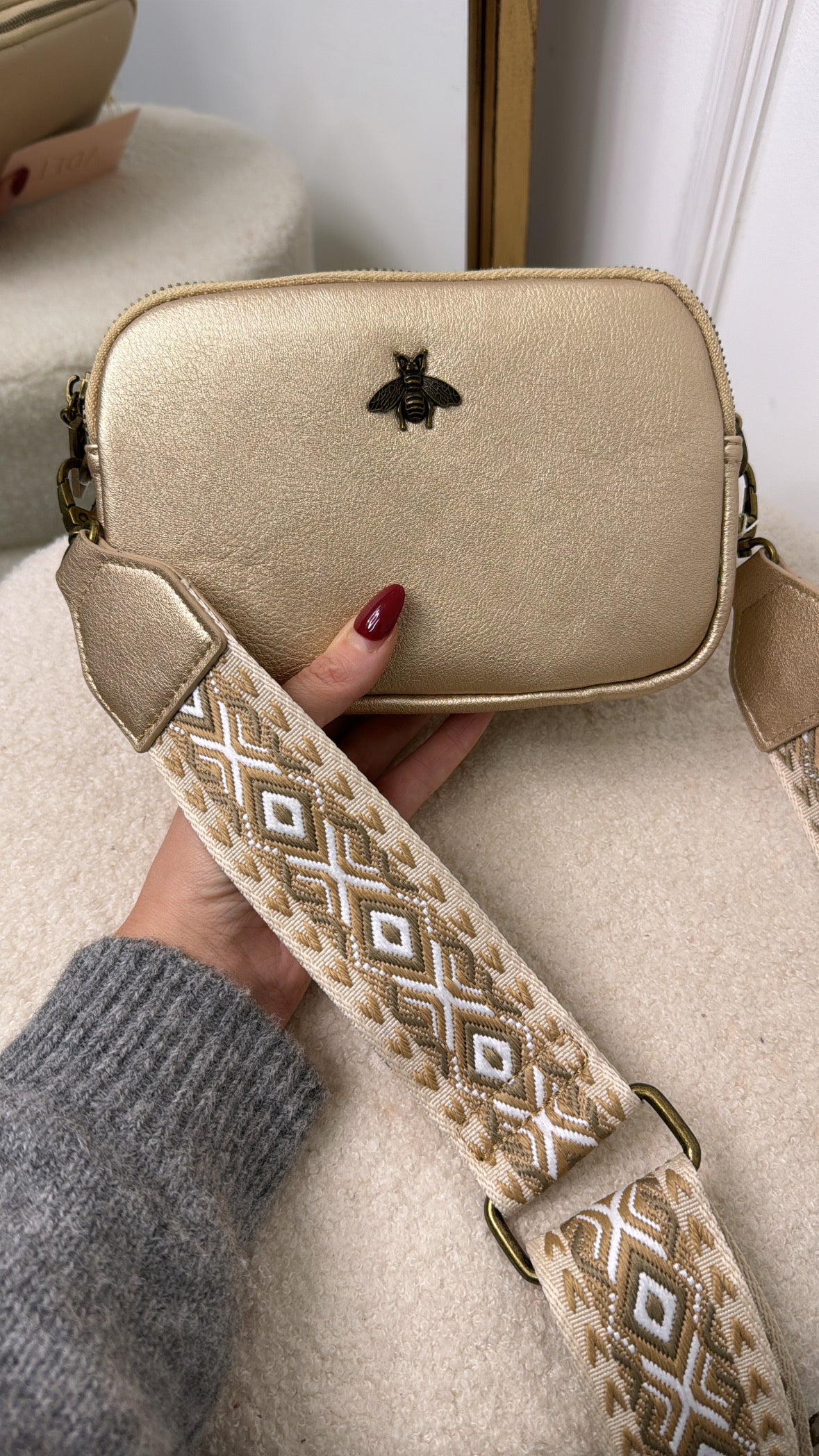 ISABEL gold bee detail crossbody bag