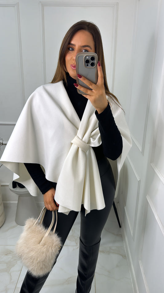 MOLLY cream wrap front cape