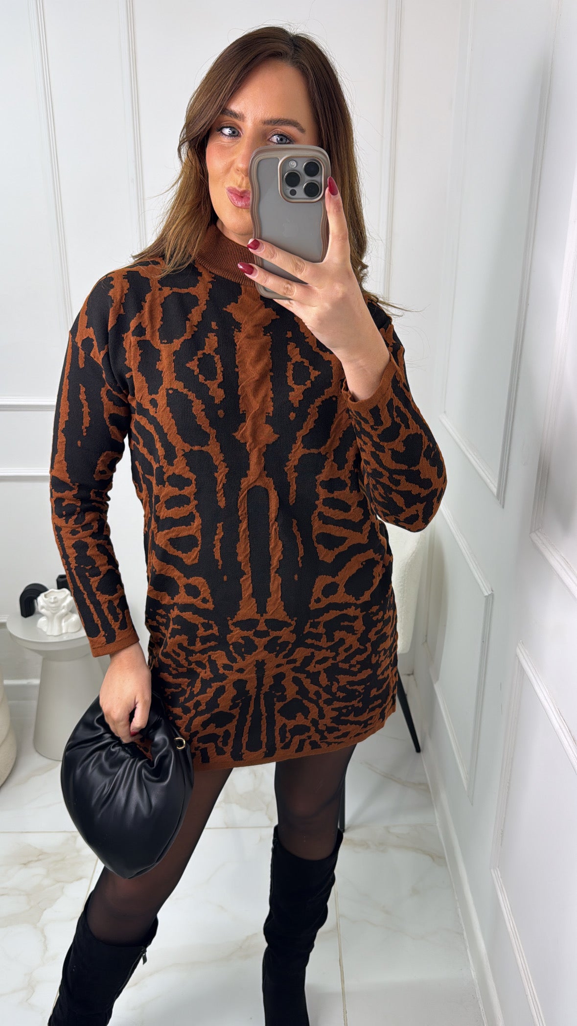 SOPHIA brown animal print jumper dress