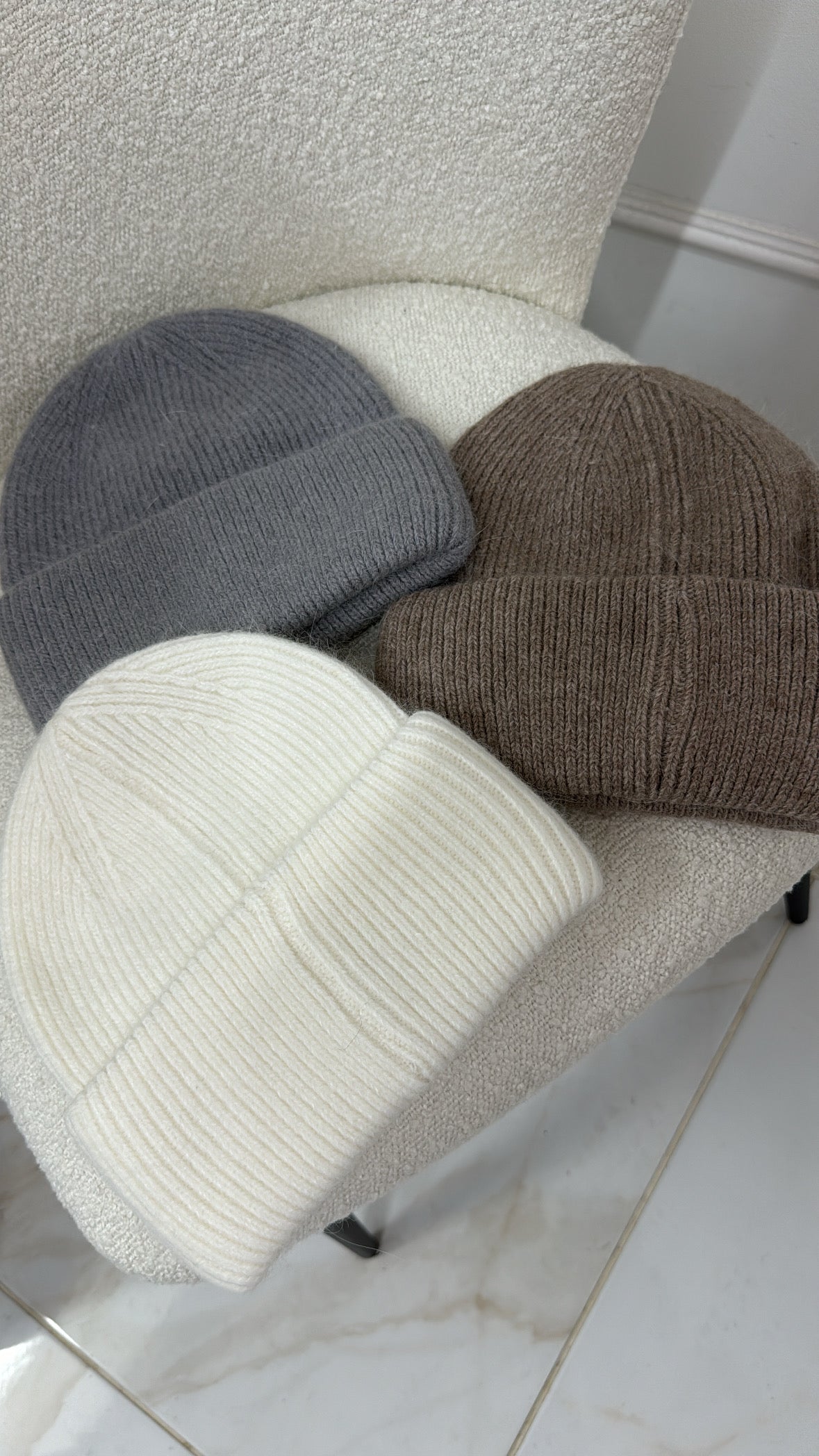 NYLAH grey soft knit beanie hat