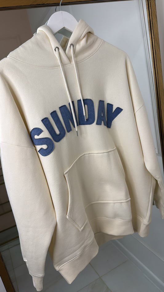 SUNDAY cream applique hoodie