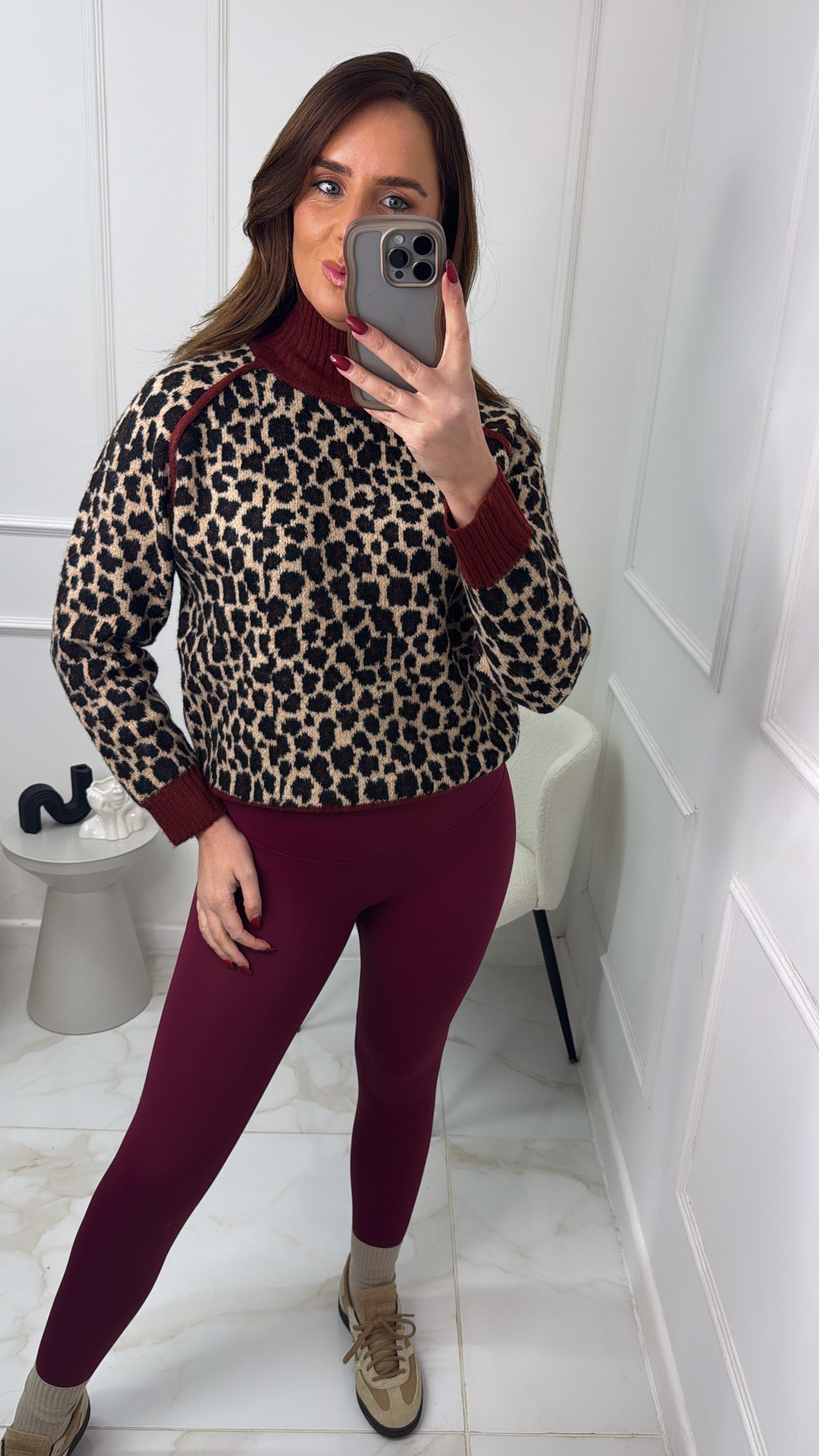 BONNIE burgundy leopard knit jumper