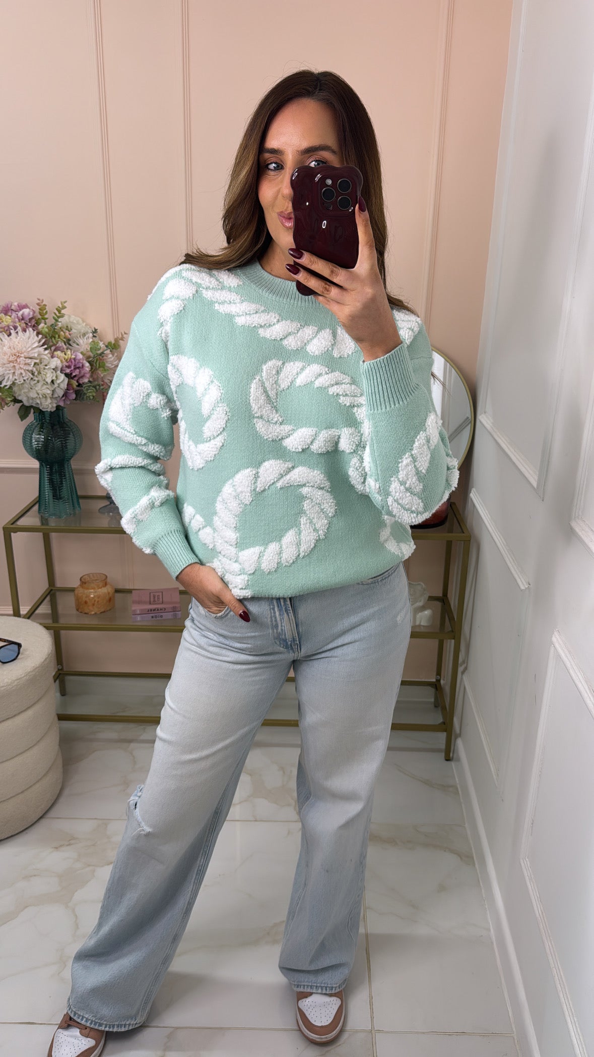 COCO mint rope chain soft knit jumper