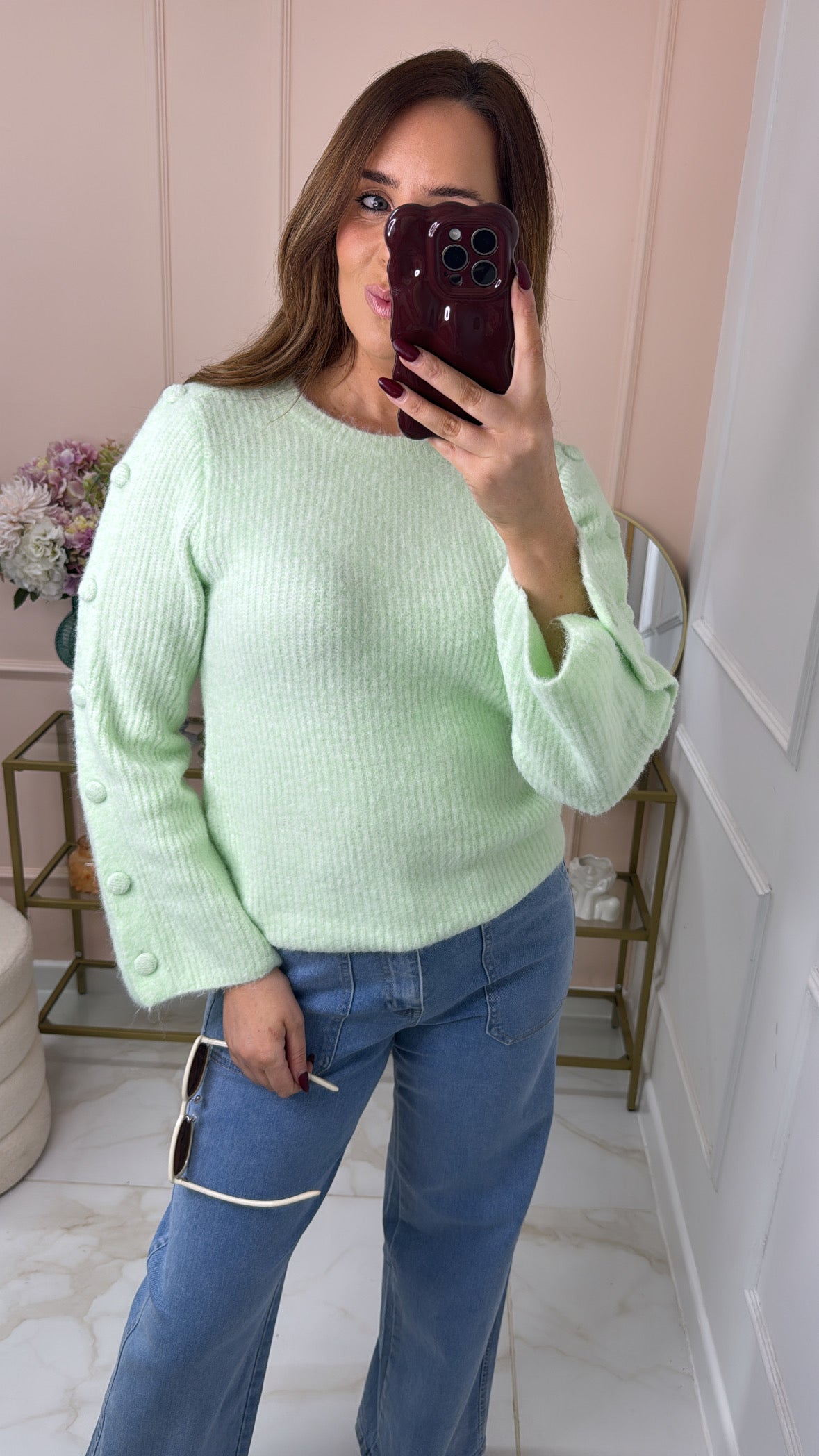 ALORA lime button super soft jumper