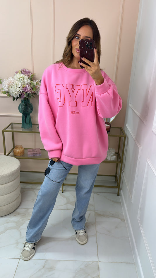 ALYSSA pink NYC embroidered sweater