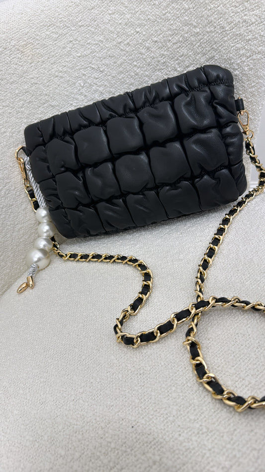 ANNIE black quilted PU crossbody bag