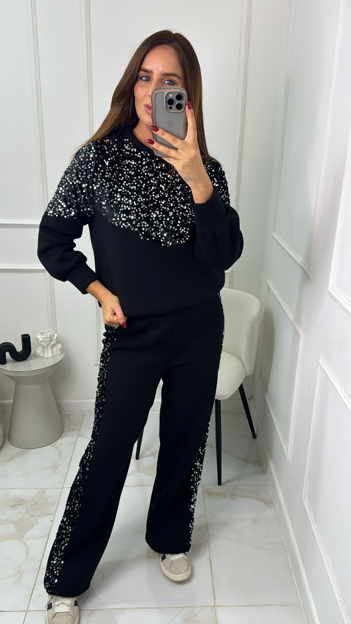 ROCHELLE black sequin tracksuit