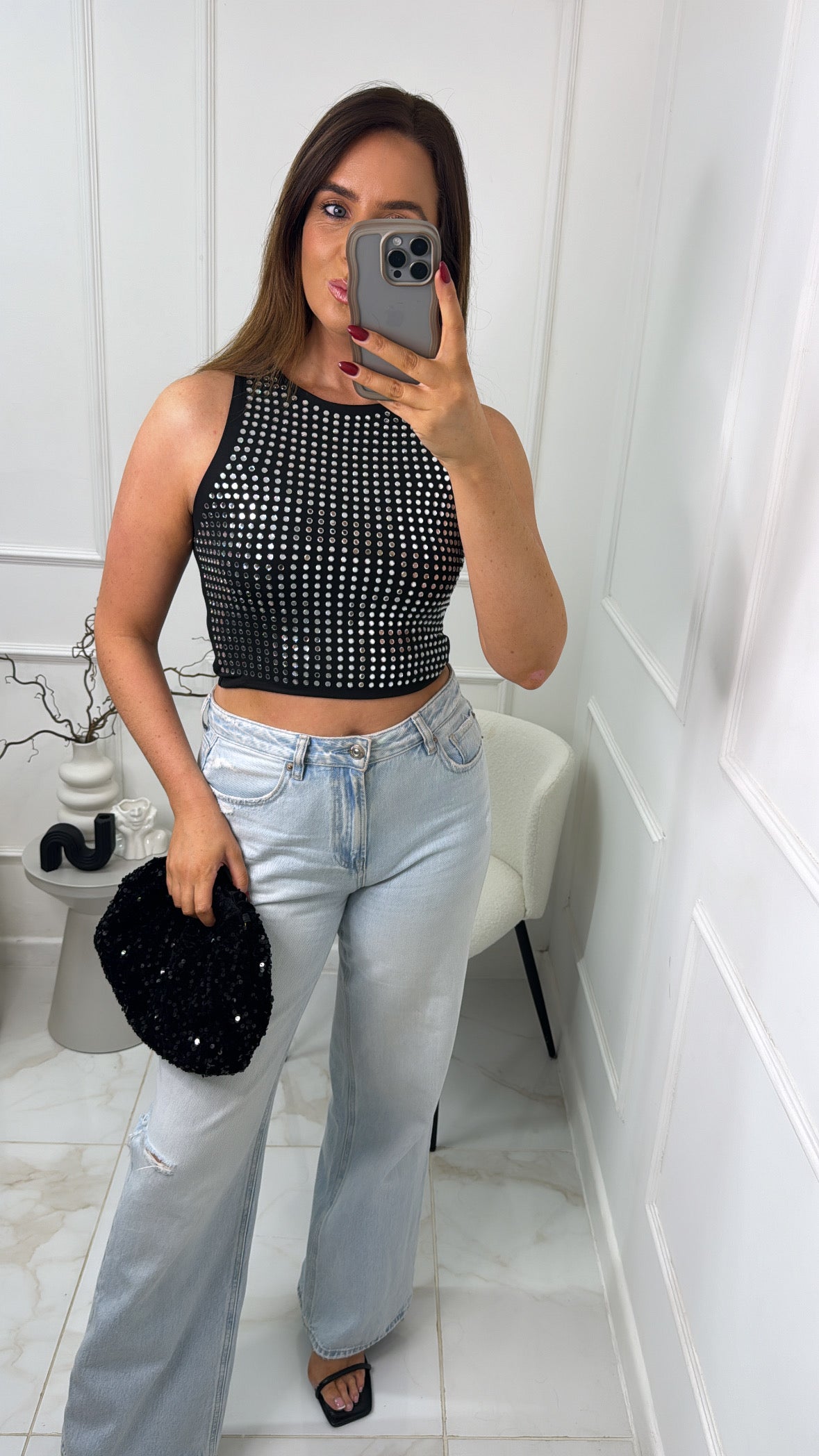 ESME black stud crop top