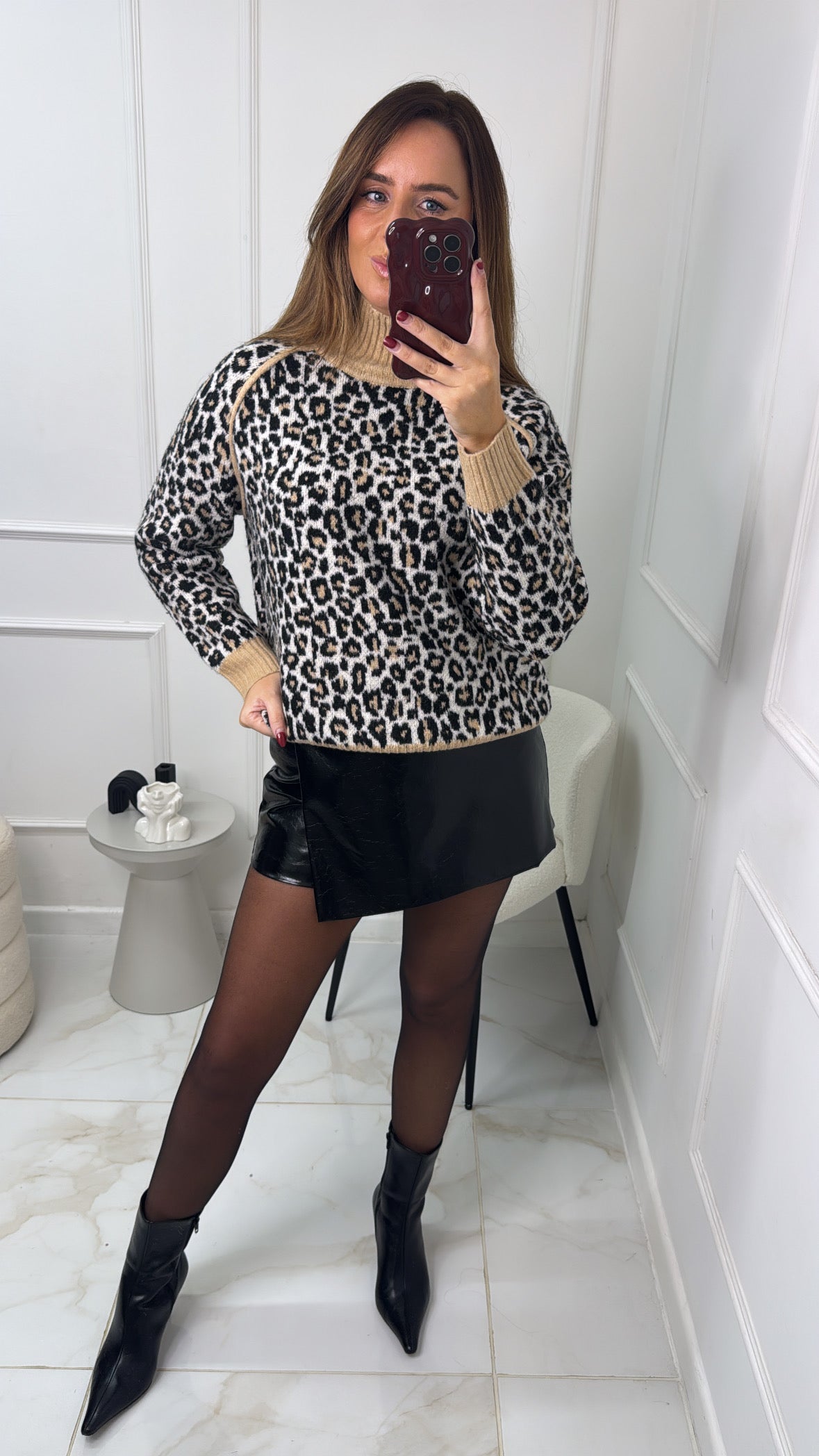 BONNIE beige leopard knit jumper