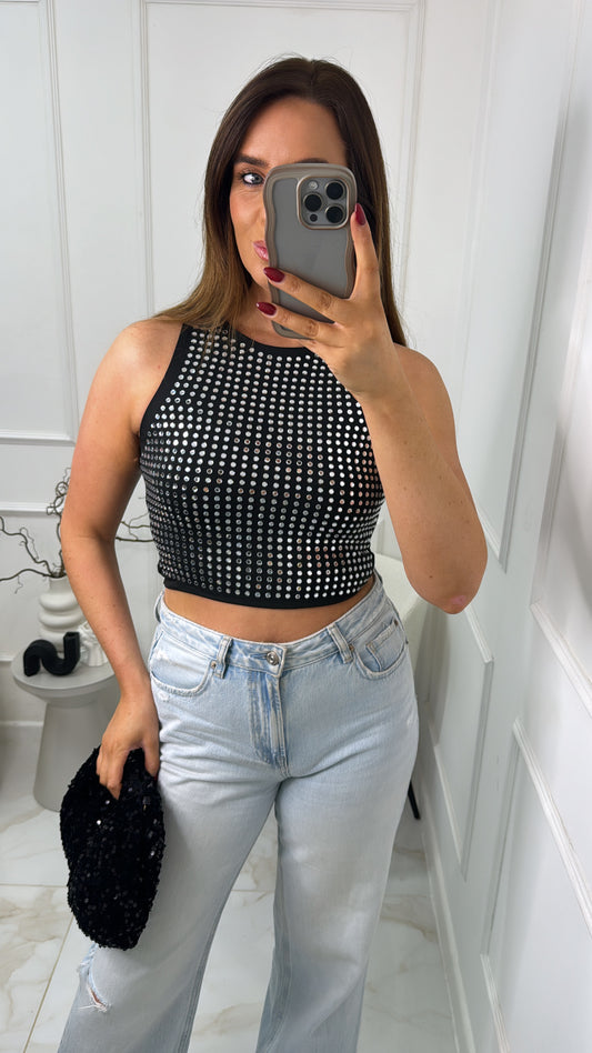 ESME black stud crop top