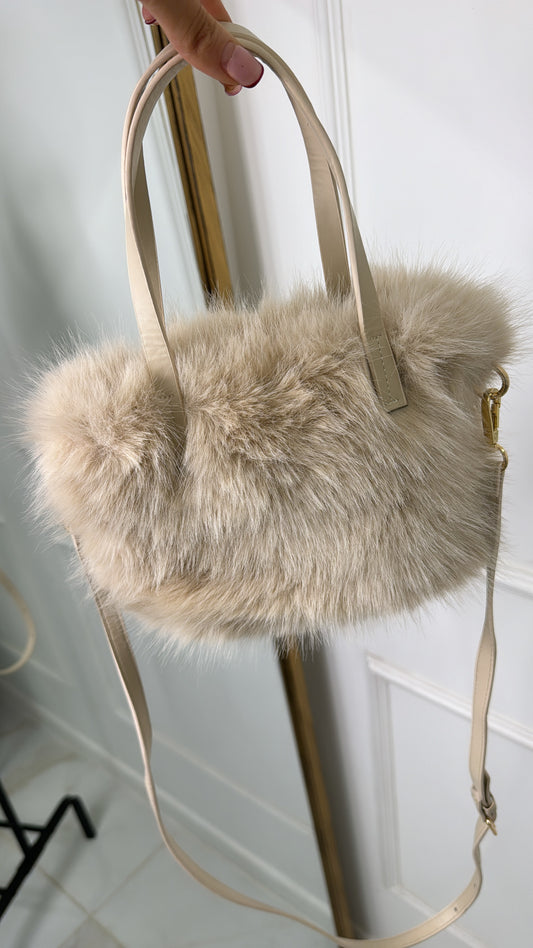 TASH cream faux fur grab bag