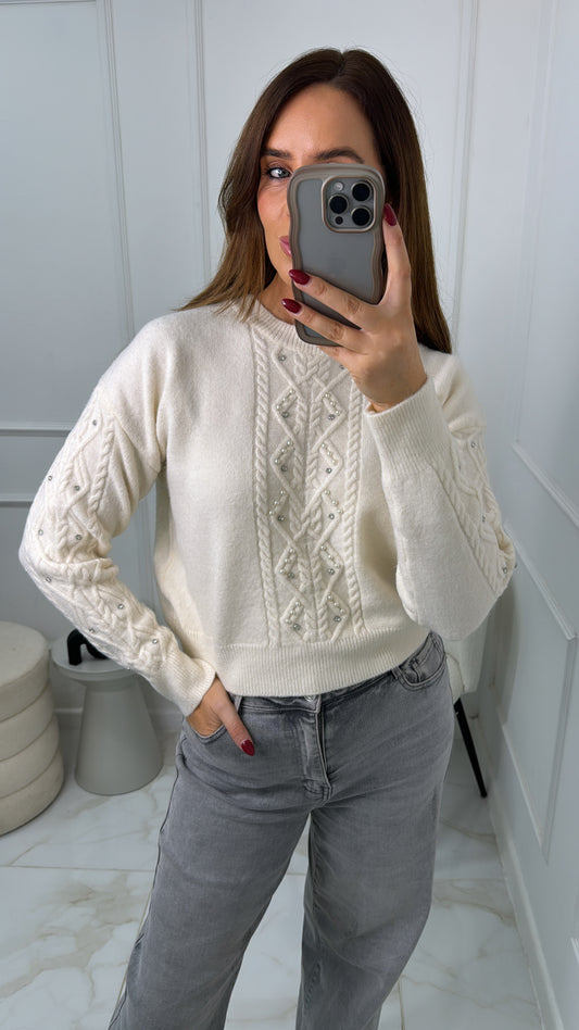 MARTHA cream embellished jumper