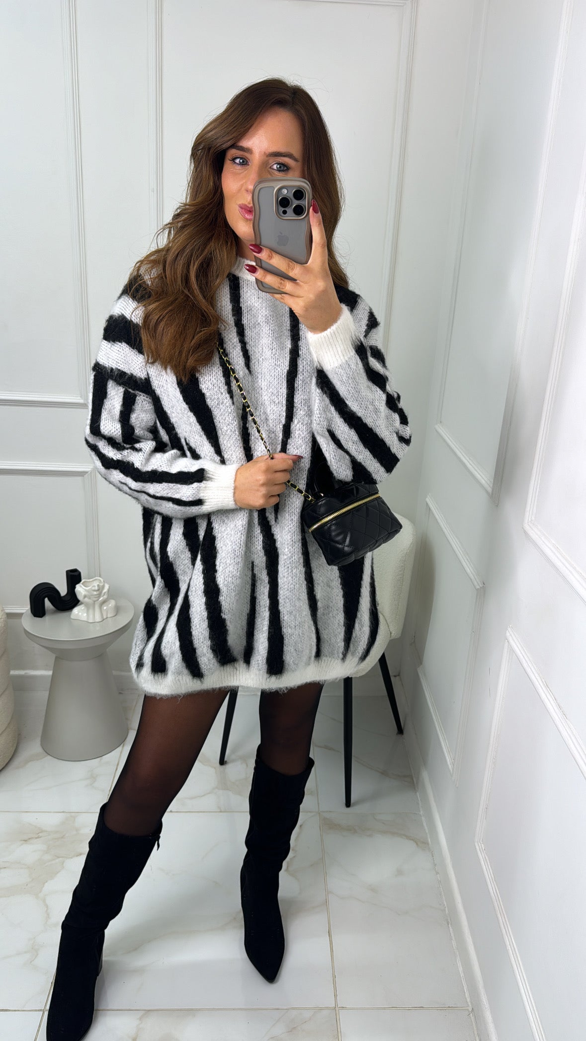 CARMEN black zebra fluffy jumper