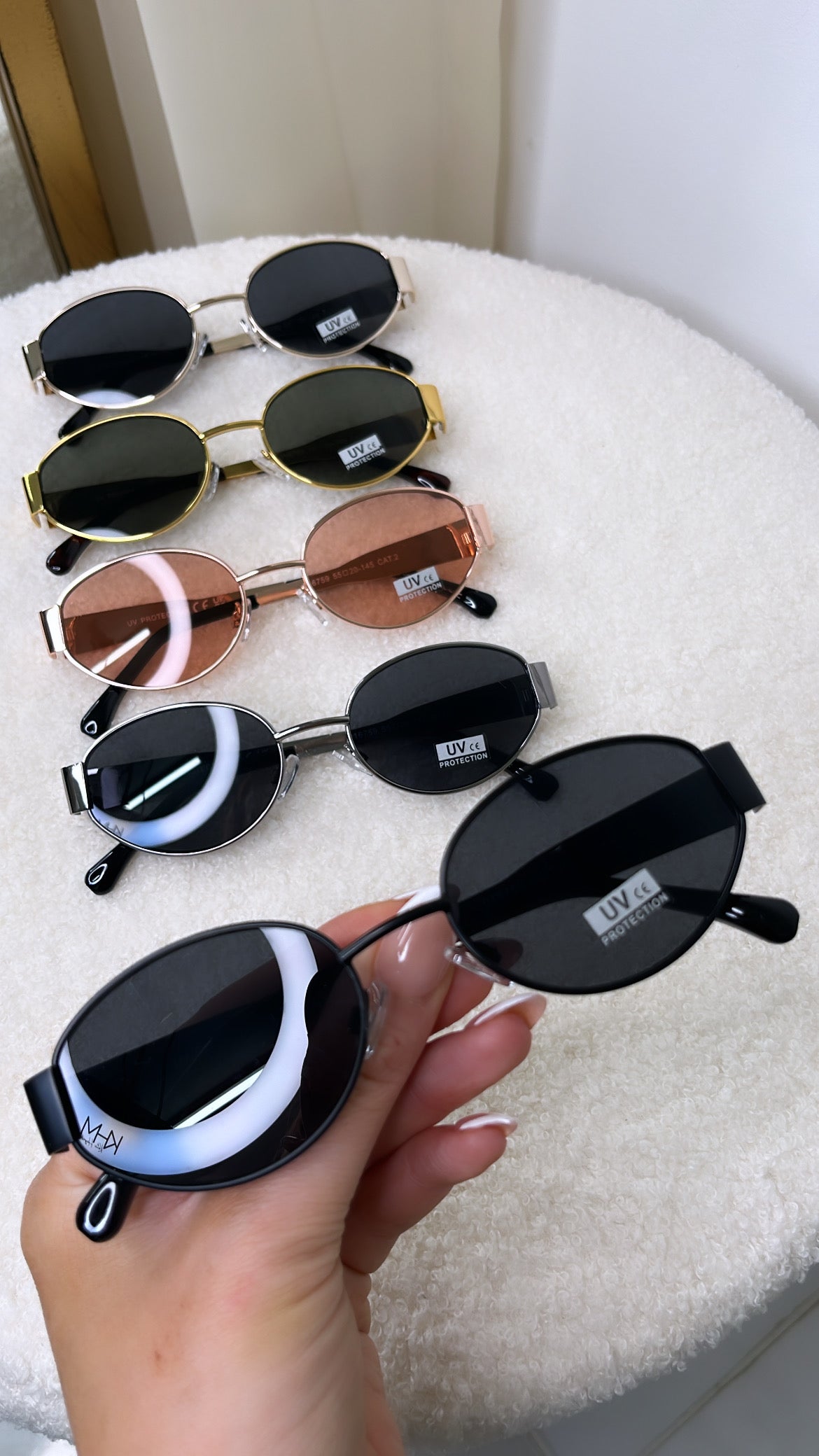 MADDIE black oval metal frame sunglasses