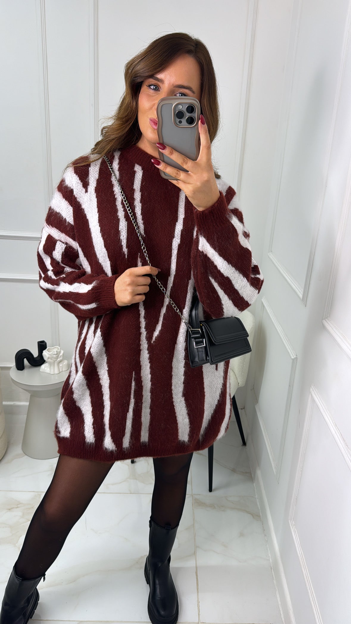 CARMEN burgundy zebra fluffy jumper