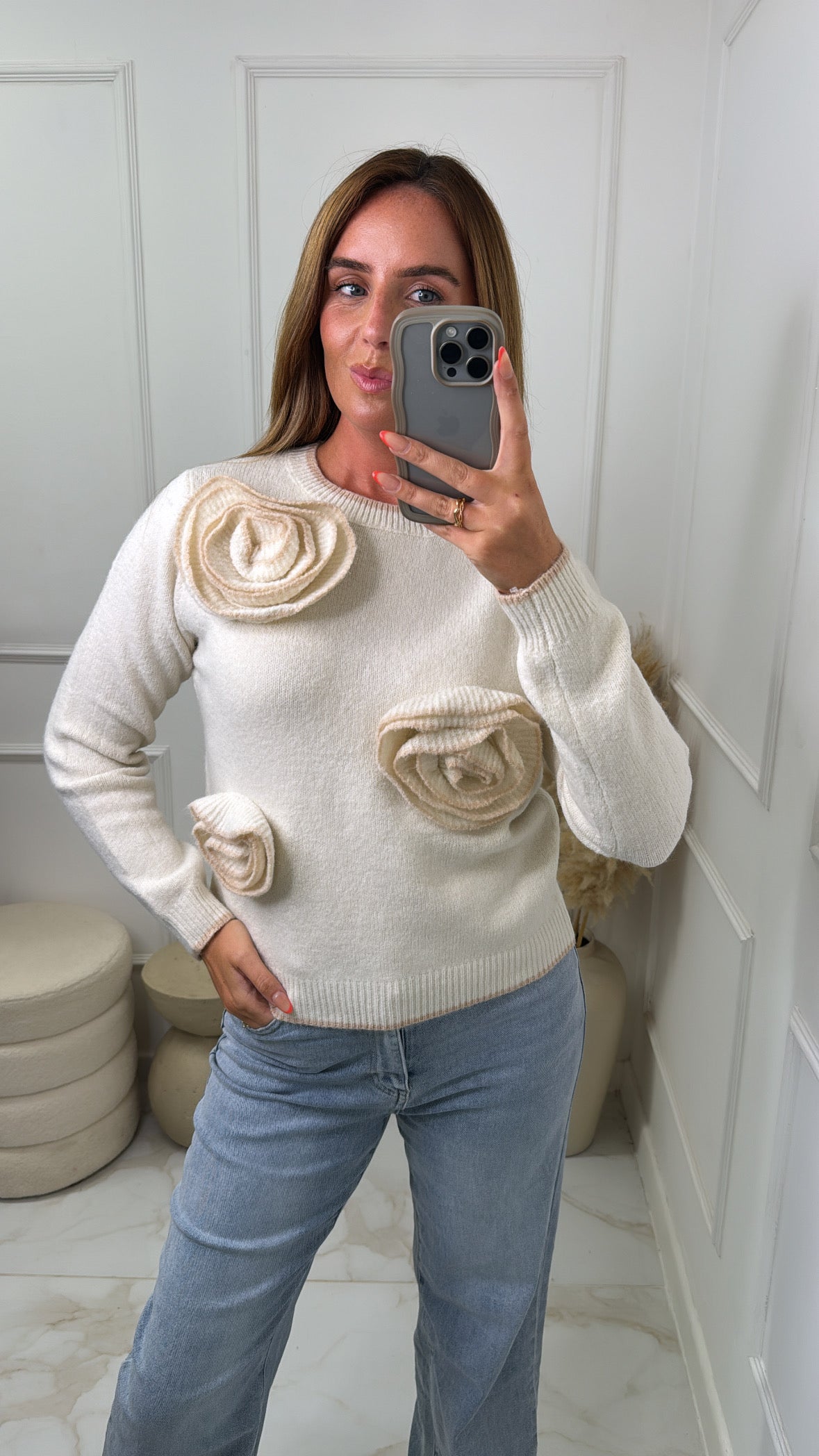 BELLA beige corsage jumper